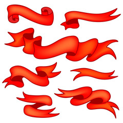Set of red ribbon banners