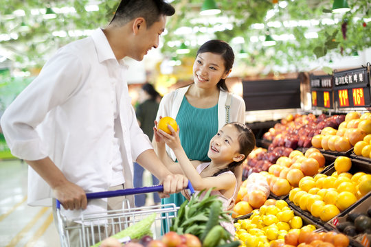 Family Shopping In Supermarket