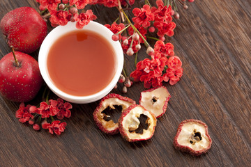 Hawthorn and hawthorn juice with wintersweet flower