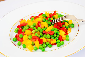 Juicy Vegetable Stew. Paprika, Peas, Carrots