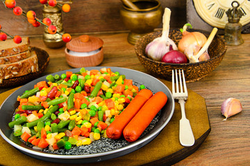 Mexican Mix of Vegetables. Tomatoes, Beans, Celery Root