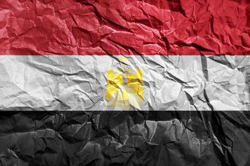 Egypt flag painted on crumpled paper background