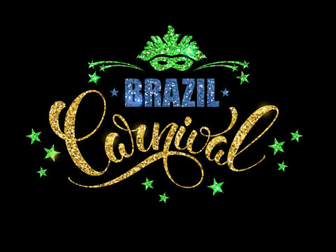 Brazil Carnival glittering lettering design.