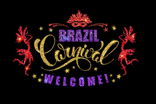 Brazil Carnival glittering lettering design.