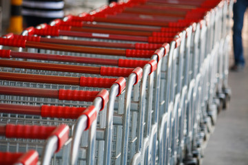 Fototapeta premium Shopping carts on a parking lot
