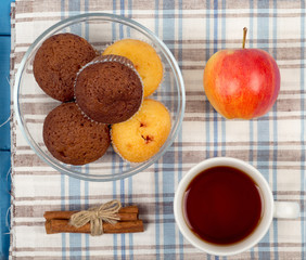 Tea, muffins, apples and cinnamon