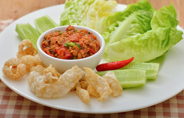 Thai food ,Nam Pik Aoung , chili sauce