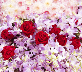 beautiful bouquet of roses at a wedding party, valentine backgro