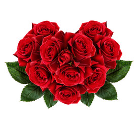 Red rose flowers heart