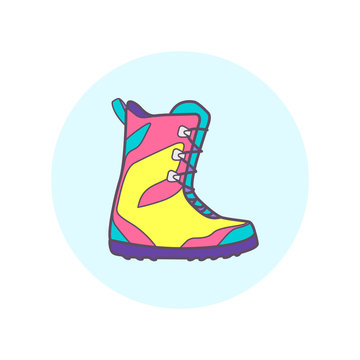 Snowboard boots. One of vector snowboarding icon set.