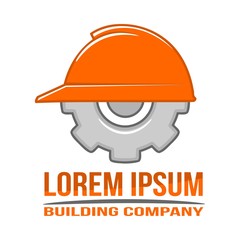 Building Company Logo With Helmet And Gearwheel