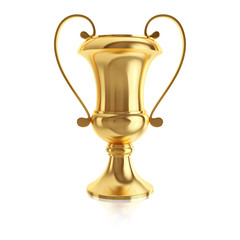 golden trophy cup isolated on white background