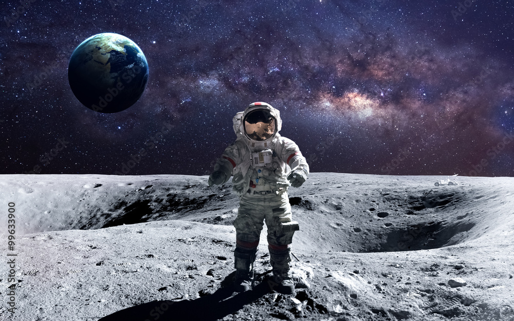 Canvas Prints brave astronaut at the spacewalk on the moon. this image elements furnished by nasa.