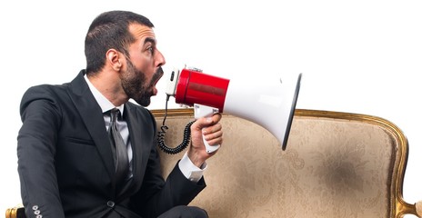 Businessman shouting