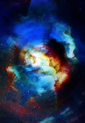 Naklejka na ściany i meble Nebula, Cosmic space and stars, blue cosmic abstract background. Elements of this image furnished by NASA.