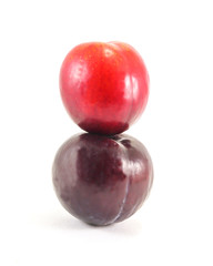 Fresh Ripe Red  Juicy Plum Stack
