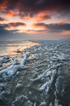 Fototapeta zamarznięta zatoka pucka