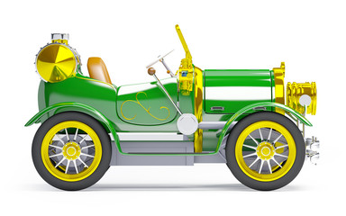 1910 green retro car side view