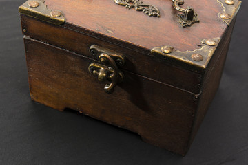 Wooden chests decorated with wrought iron and lock