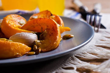 Slices of roasted pumpkin