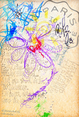 Graffiti with colored daisy