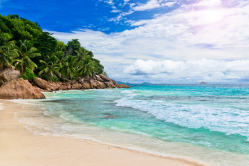 Naklejka na ściany i meble Tropical beach. The Seychelles