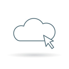 Cloud select icon. Cloud selection sign. Cloud click symbol. Thin line icon on white background. Vector illustration.