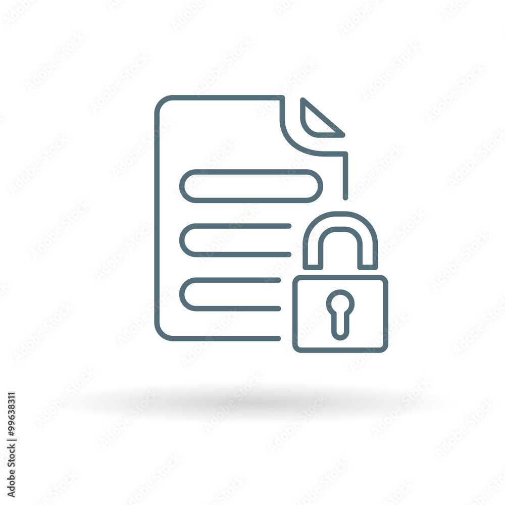 Wall mural password protected document icon. secure document file sign. locked business file with padlock symbo