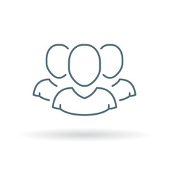 Team icon. Group sign. Teamwork symbol. Thin line icon on white background. Vector illustration.