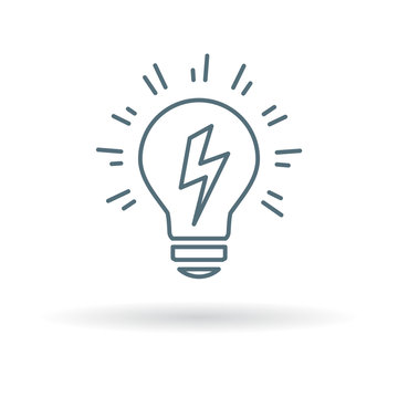 Conceptual lightbulb Idea icon. lightbulb flash sign. lightbulb electricity symbol. Thin line icon on white background. Vector illustration.