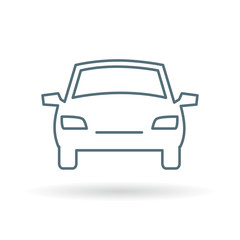 Obraz premium Front of car icon. Motor vehicle sign. Automobile symbol. Thin line icon on white background. Vector illustration.