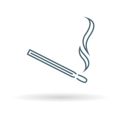 Matchstick icon. Burning matchstick sign. Ignite fire symbol. Thin line icon on white background. Vector illustration.