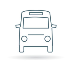 Minibus icon. Passenger vehicle bus sign. Public transport bus symbol. Thin line icon on white background. Vector illustration.