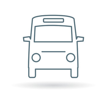 Minibus icon. Passenger vehicle bus sign. Public transport bus symbol. Thin line icon on white background. Vector illustration.