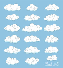 set of cute clouds with swirls. vector