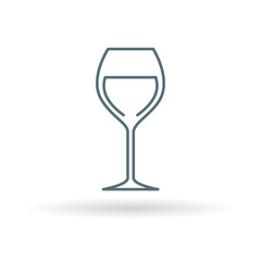 Wine glass icon. Wine tasting sign. Alchohol symbol. Thin line icon on white background. Vector illustration.