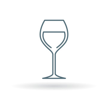 Wine glass icon. Wine tasting sign. Alchohol symbol. Thin line icon on white background. Vector illustration.