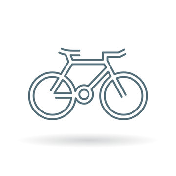 Bicycle icon. mountain bike sign. Cycle symbol. Thin line icon on white background. Vector illustration.