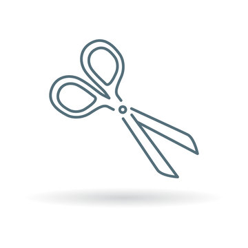 Scissors icon. Cutting sign. Clippers symbol. Thin line icon on white background. Vector illustration.