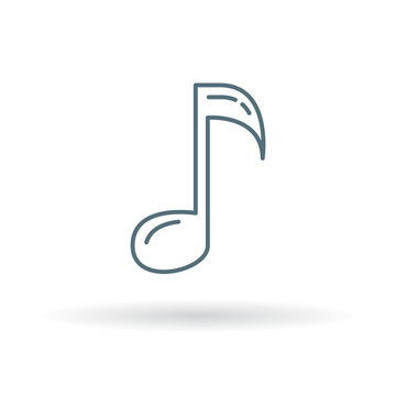 Music note icon. Music key sign. song and melody symbol. Thin line icon on white background. Vector illustration.