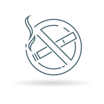 No smoking zone icon. No smoking area sign. No smoking symbol. Thin line icon on white background. Vector illustration.