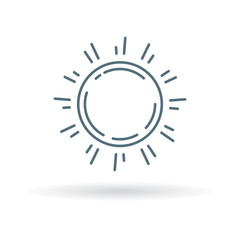 Sun rays icon. Sunlight sign. Sunshine symbol. Thin line icon on white background. Vector illustration.