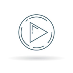 Media play icon. Multimedia player sign. Play symbol. Thin line icon on white background. Vector illustration.