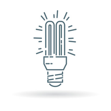 Fluorescent light bulb icon. Fluorescent light bulb sign. Fluorescent light bulb symbol. Thin line icon on white background. Vector illustration.