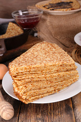 stack of crepe and ingredient
