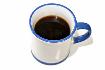 Blue and White Mug with Black Coffee