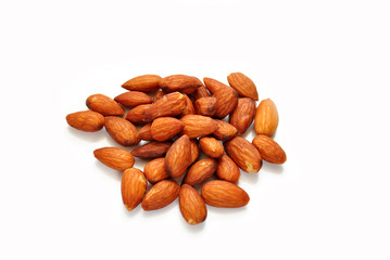 Raw Almonds Over White