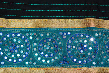 Mirror studded sari with embroidery design