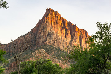 Angel's landing rock formation Zion National Park Utah.