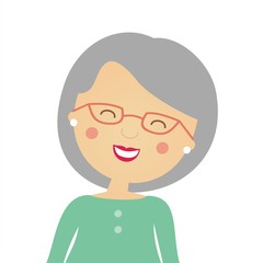 Abuela. Anciana con pelo gris. Ilustración vectorial aislada